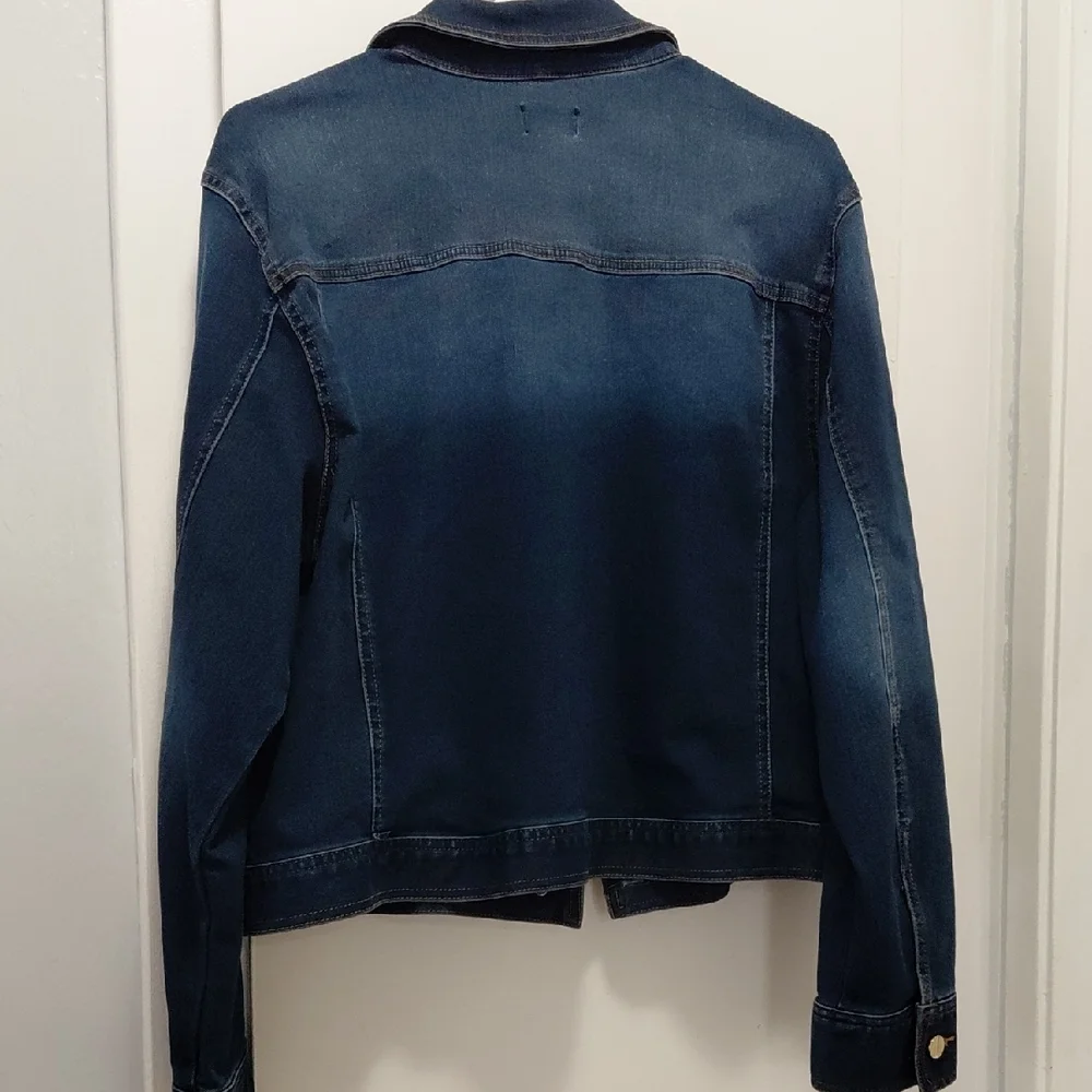 Jones New York Indigo Jean Jacket with Gold Buttons